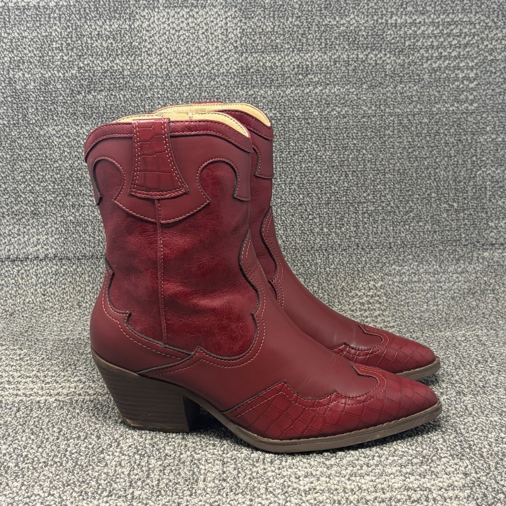 Crown Vintage Izzie Women's 8.5M Burgundy Western Cowboy Boots Pointed Toe
